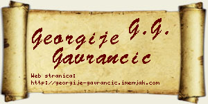 Georgije Gavrančić vizit kartica